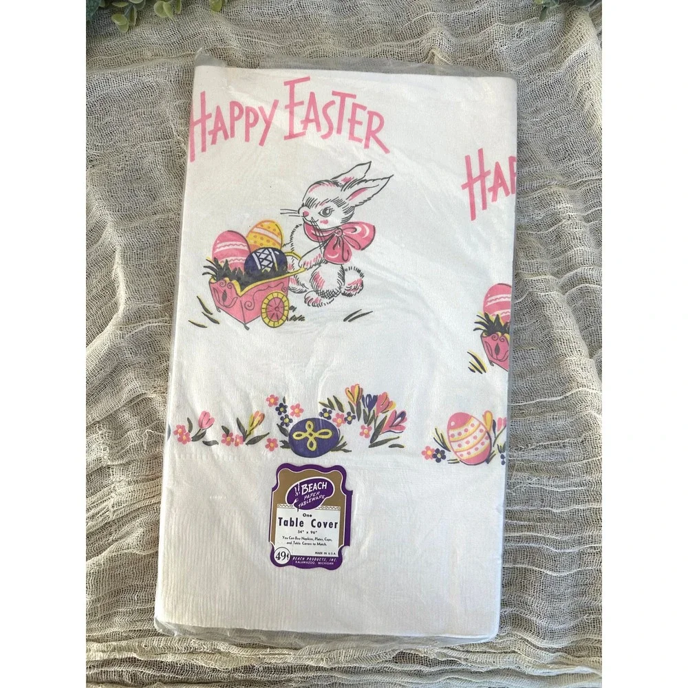 Vintage Easter paper table cloth Beach tableware 1970s‎ retro 54